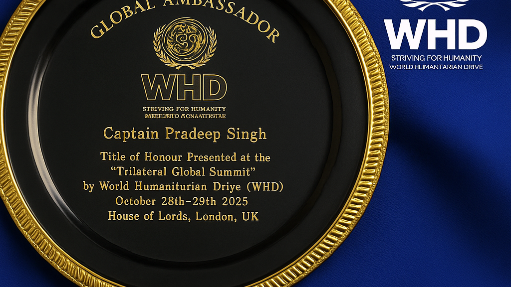 Global Ambassador Title of Honor from the World Humanitarian Drive (WHD)