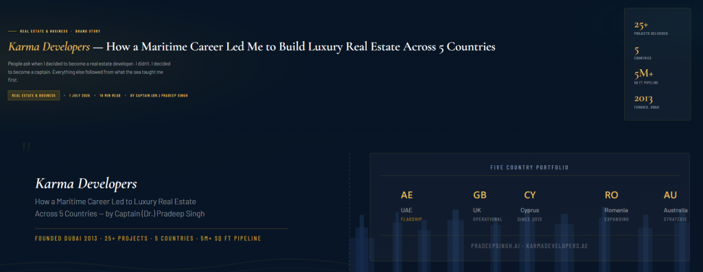 How a Maritime Career Led Me to Build Luxury Real Estate Across 5 Countries Karma Developers UAE